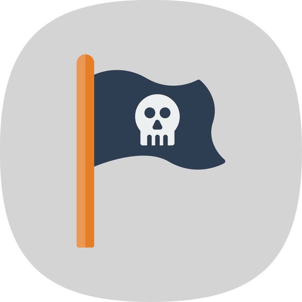 Pirate Flag Flat Curve Icon Design vector