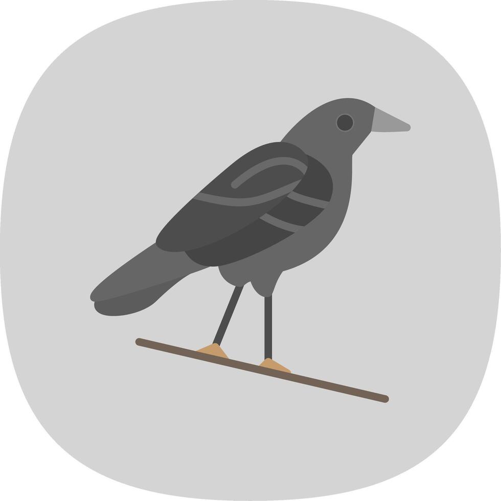 Crow Flat Curve Icon Design vector