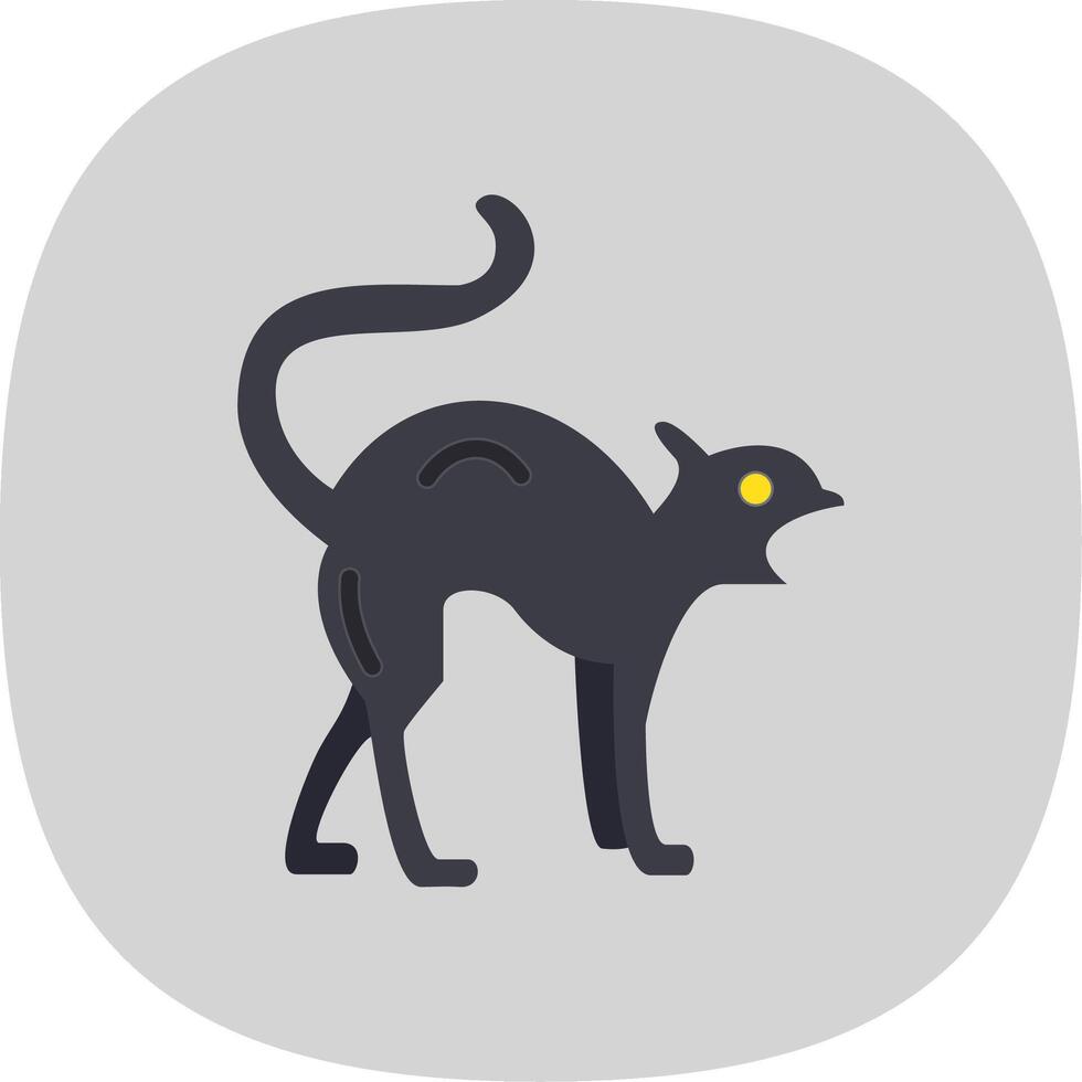 Black Cat Flat Curve Icon Design vector