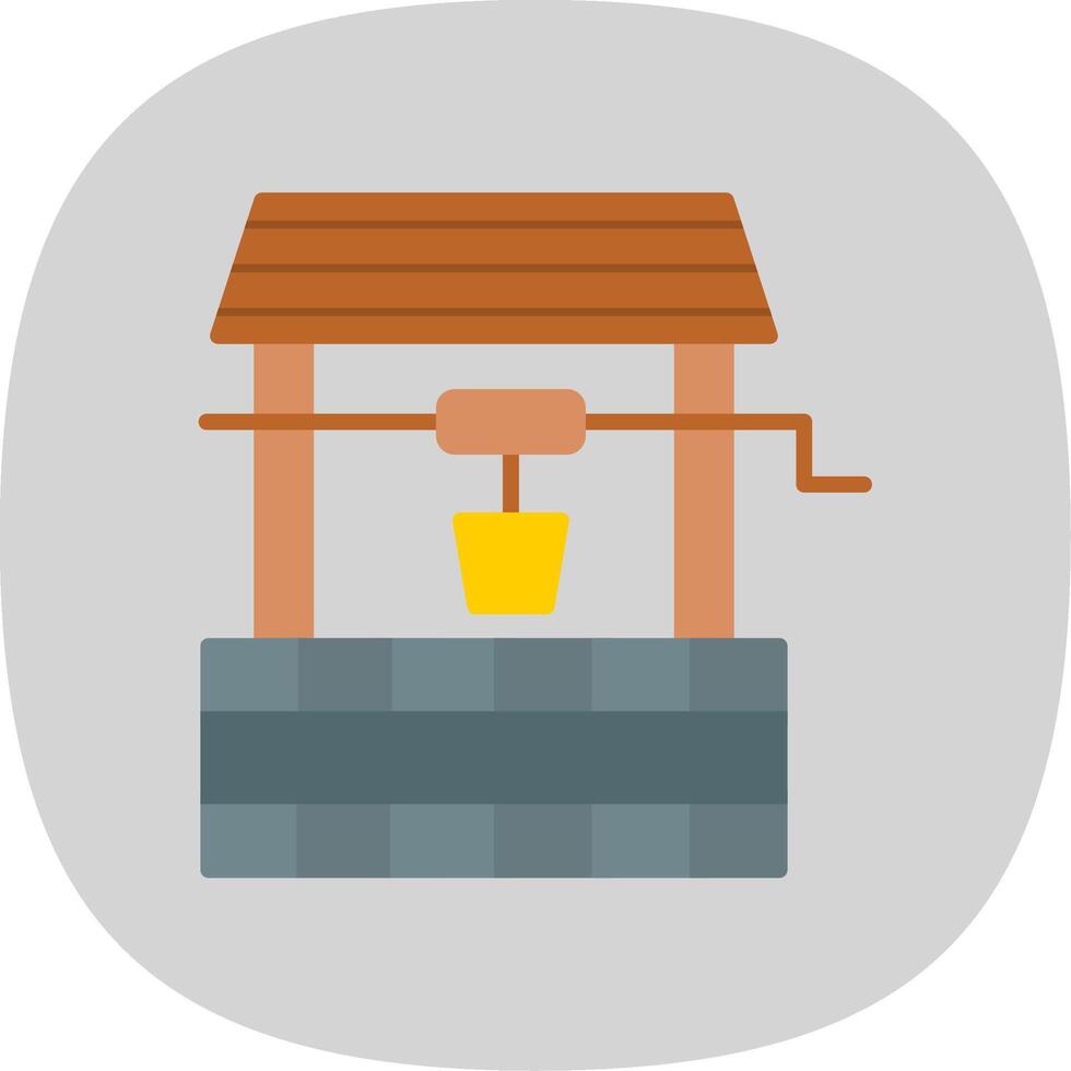 Water Well Flat Curve Icon Design vector