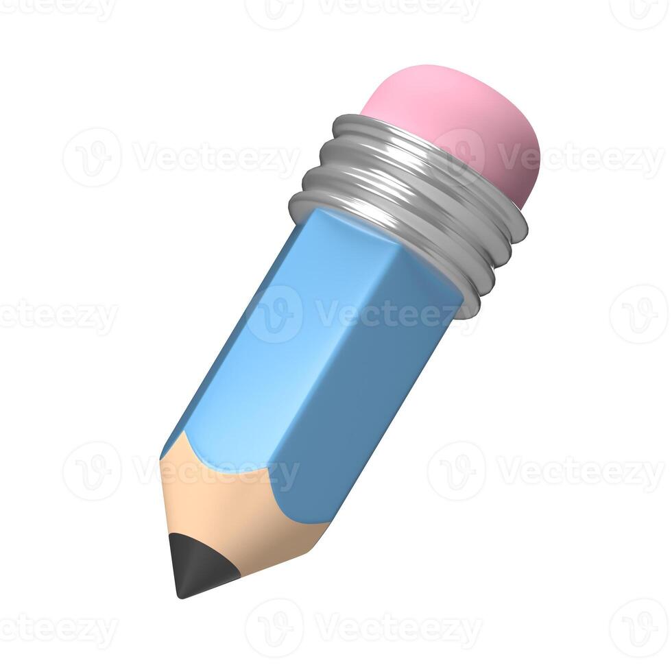 pencil isolated on white 3d icon rendering illustration for back to school element or education photo