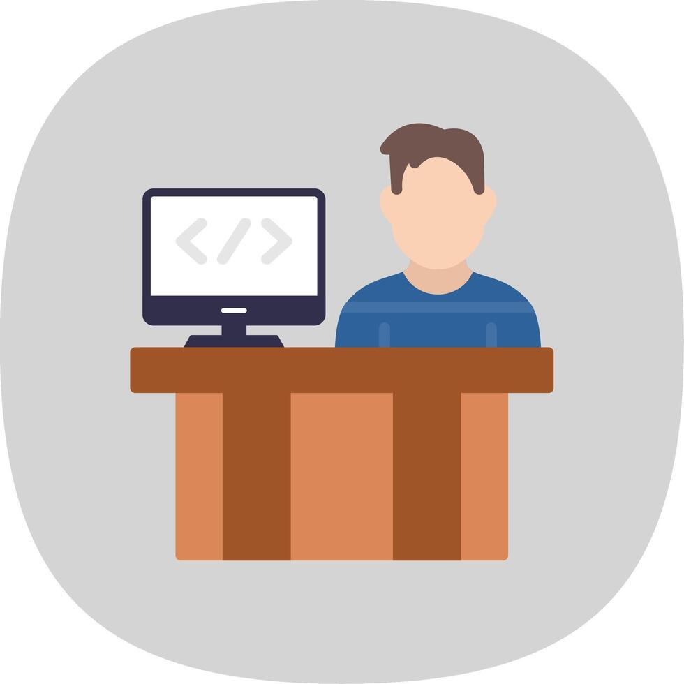 Programmer Flat Curve Icon Design vector