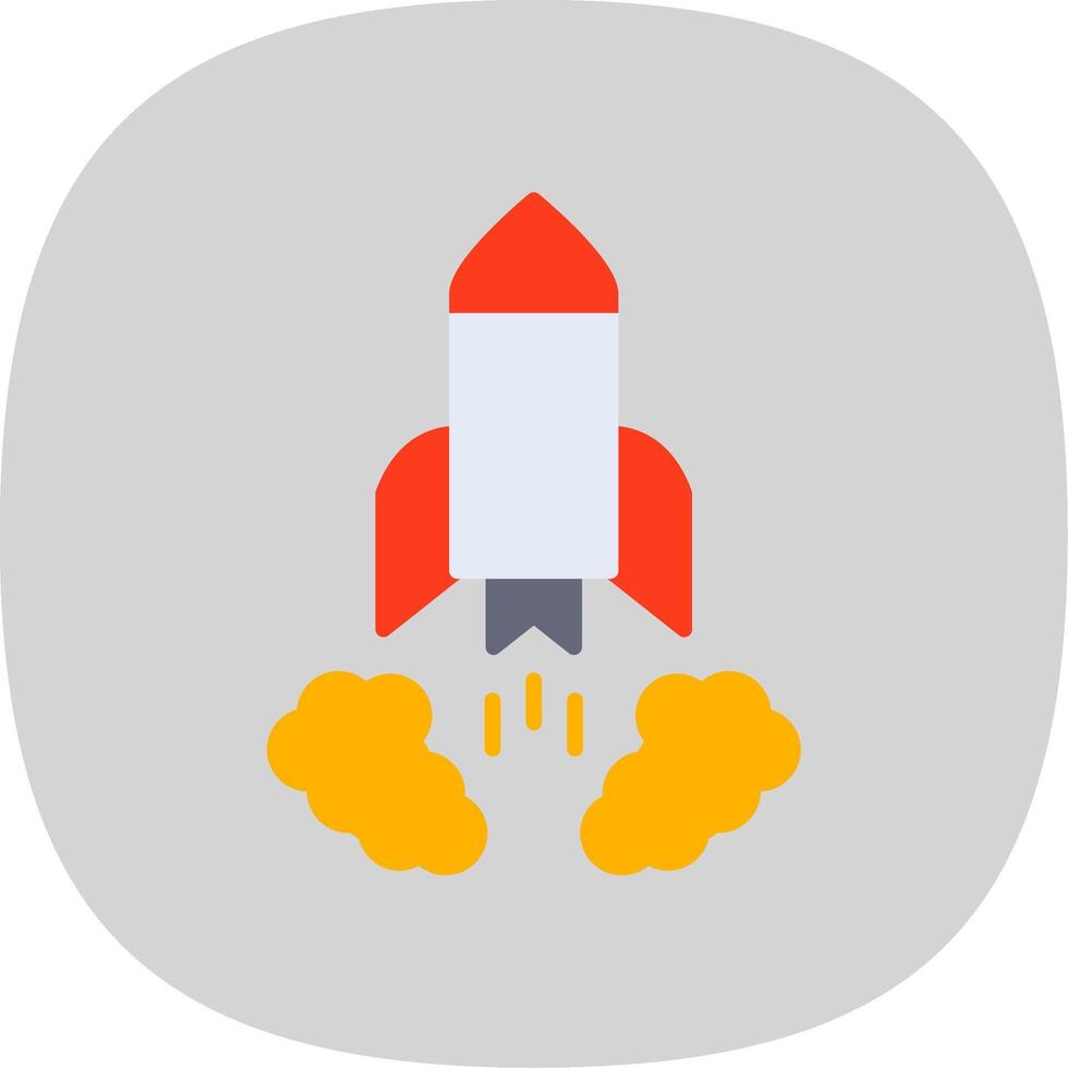 Rocket Launch Flat Curve Icon Design vector