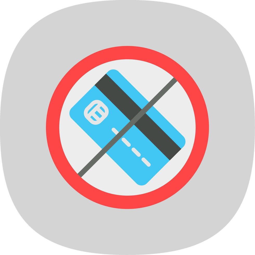 No Credit Card Flat Curve Icon Design vector