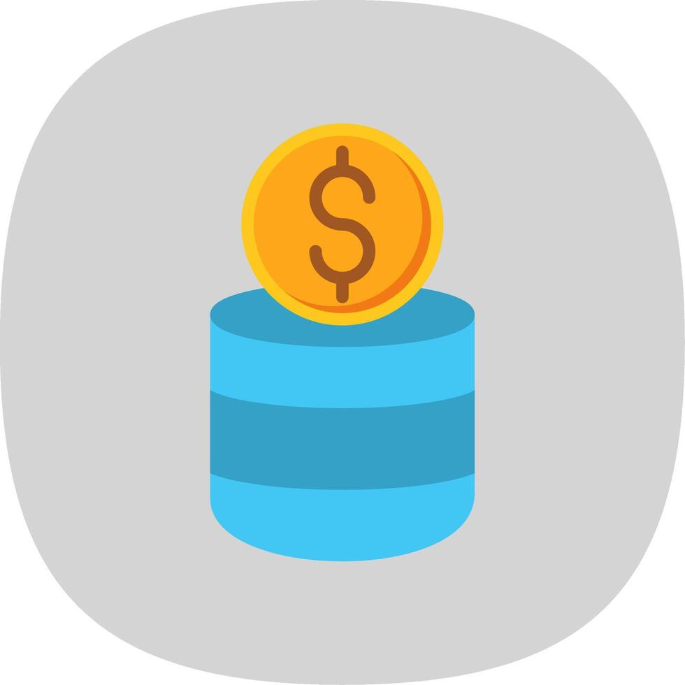 Coin Stack Flat Curve Icon Design vector