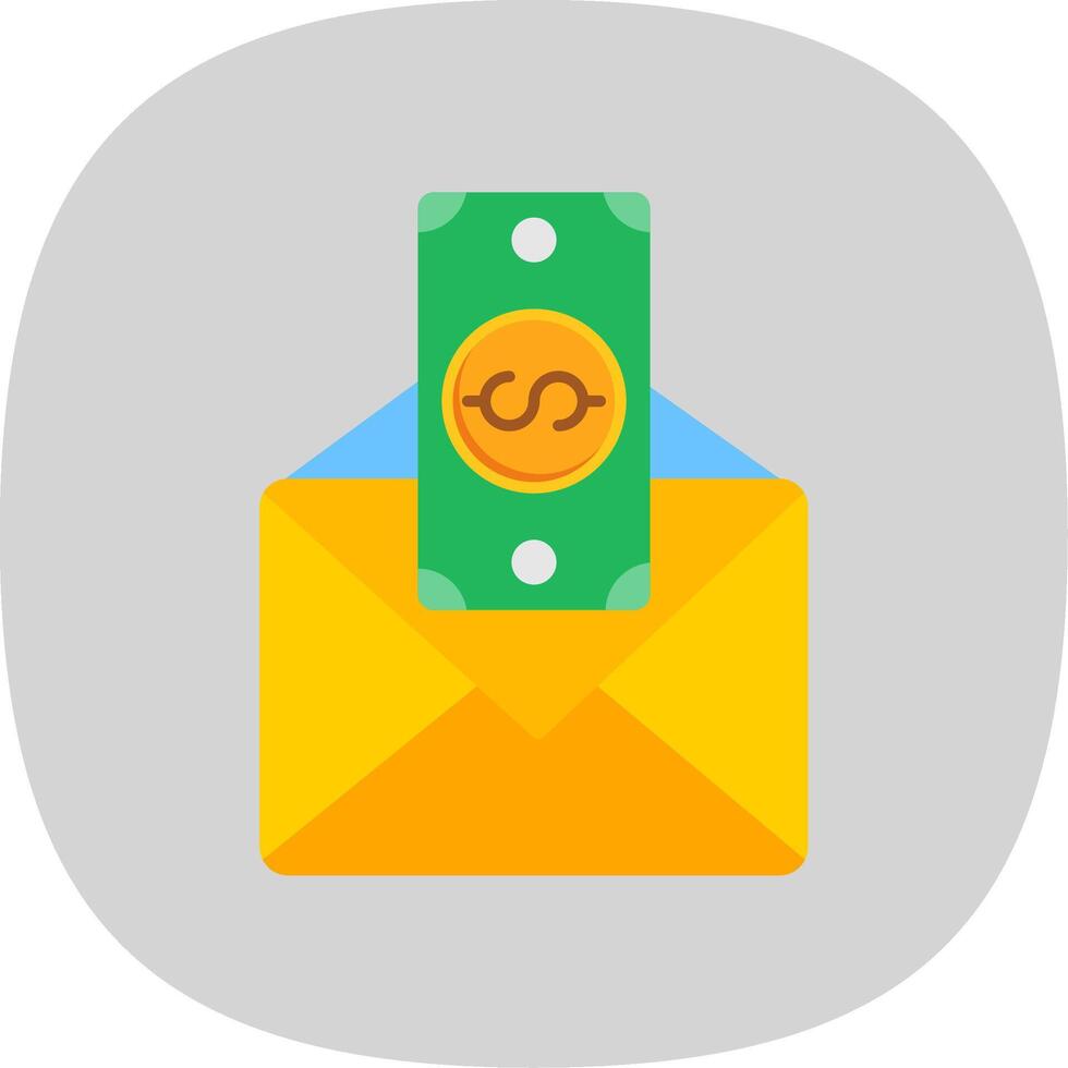 Paycheck Flat Curve Icon Design vector