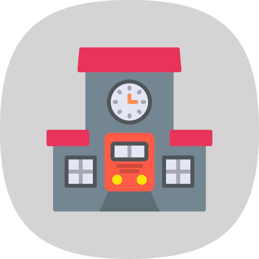 Train Station Flat Curve Icon Design vector