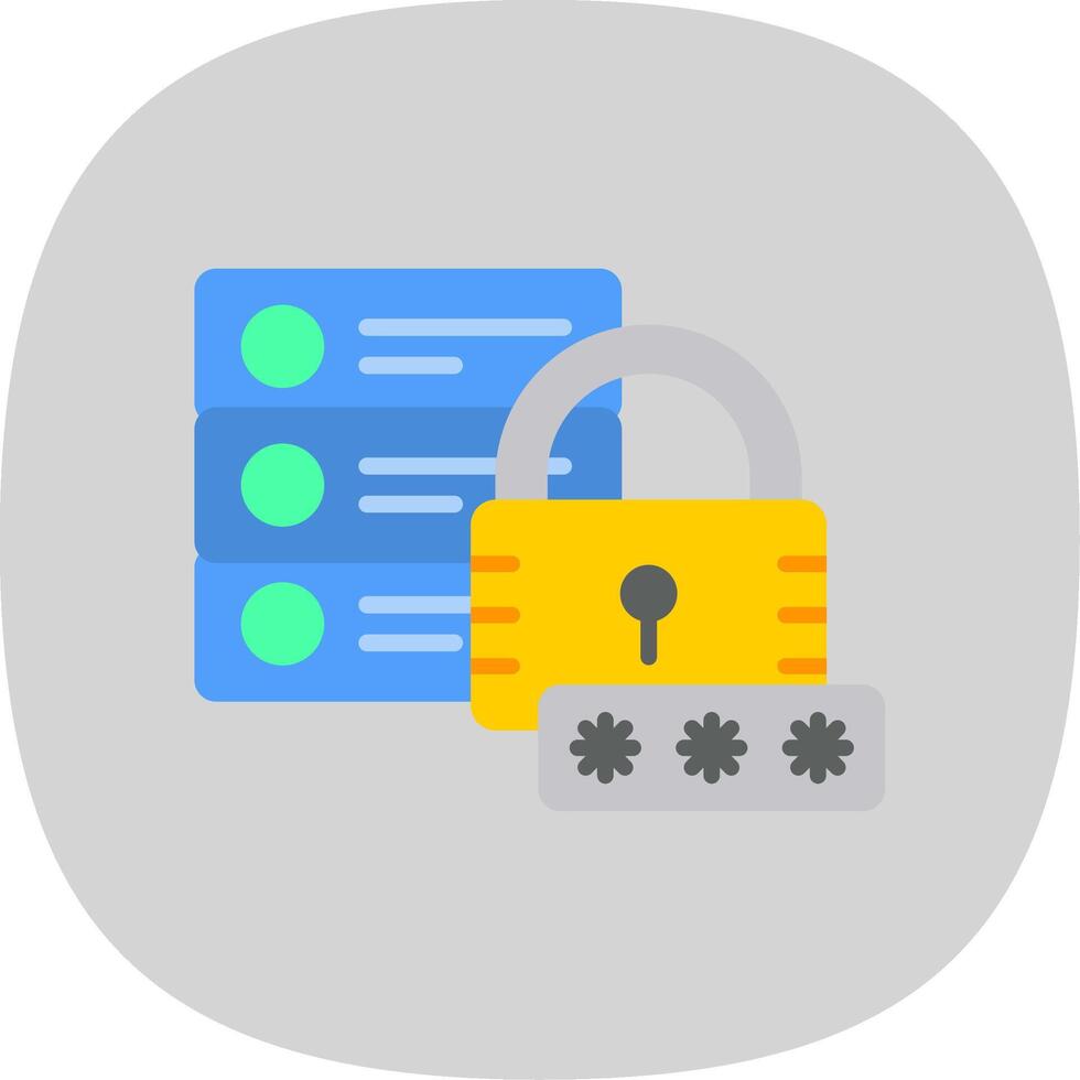 Secure Database Flat Curve Icon Design vector