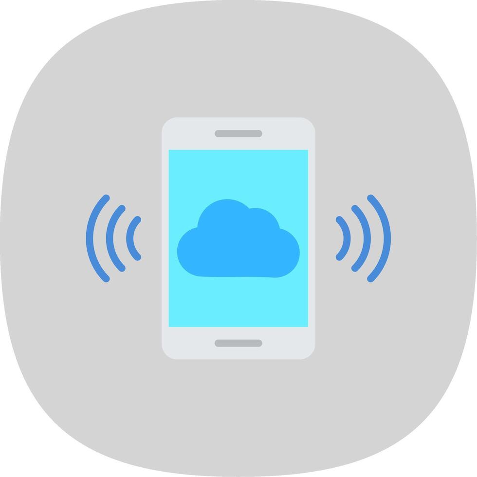Mobile Cloud Flat Curve Icon Design vector