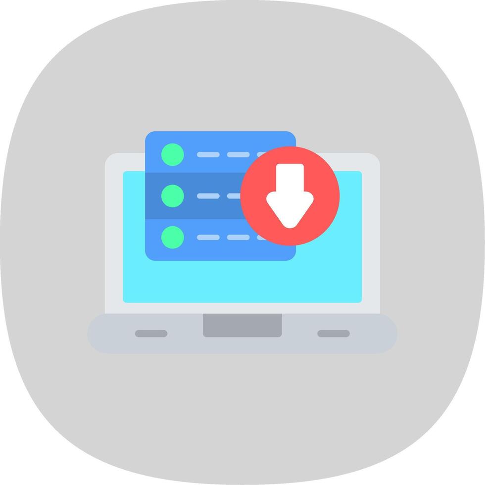 Downloading Data Flat Curve Icon Design vector