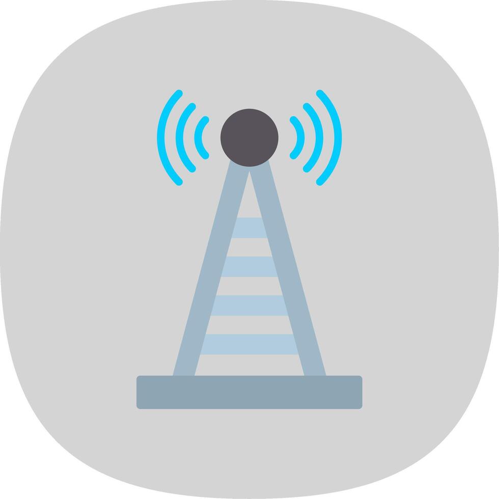 Radio Tower Flat Curve Icon Design vector