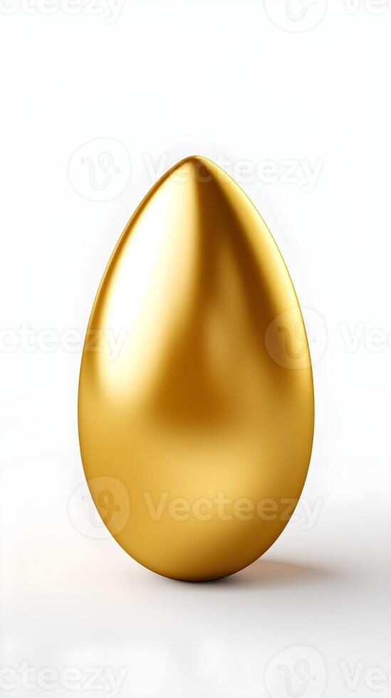 Golden eggs with copyspace on white background. Easter egg concept, Spring holiday photo