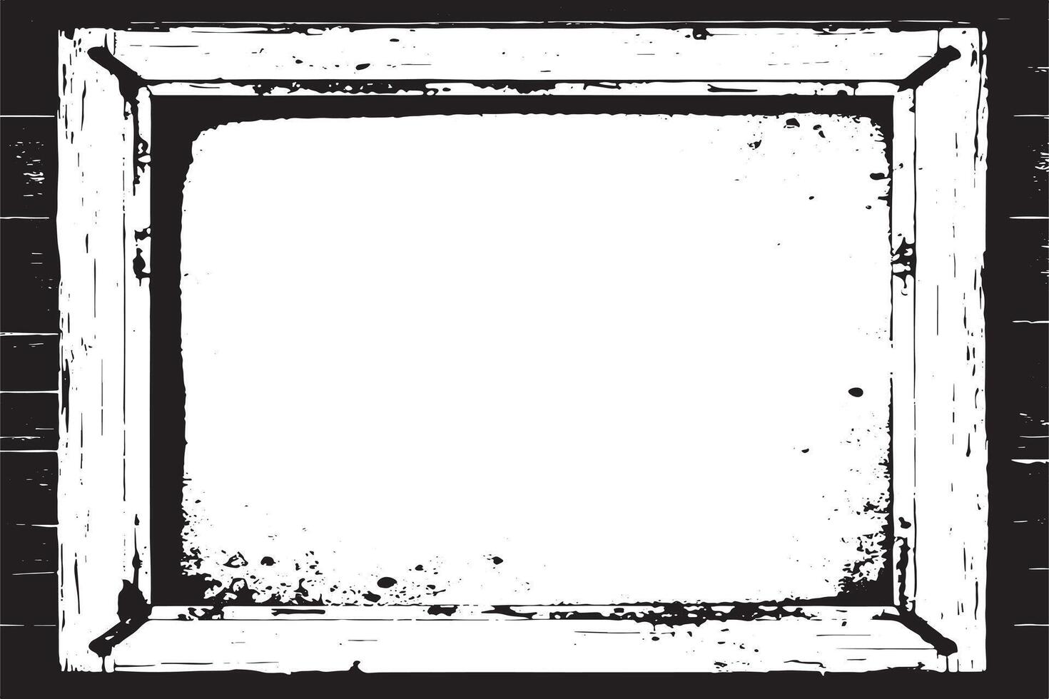 black and white grunge destressed overlay image of photo frame or simple frame for background or texture. vector