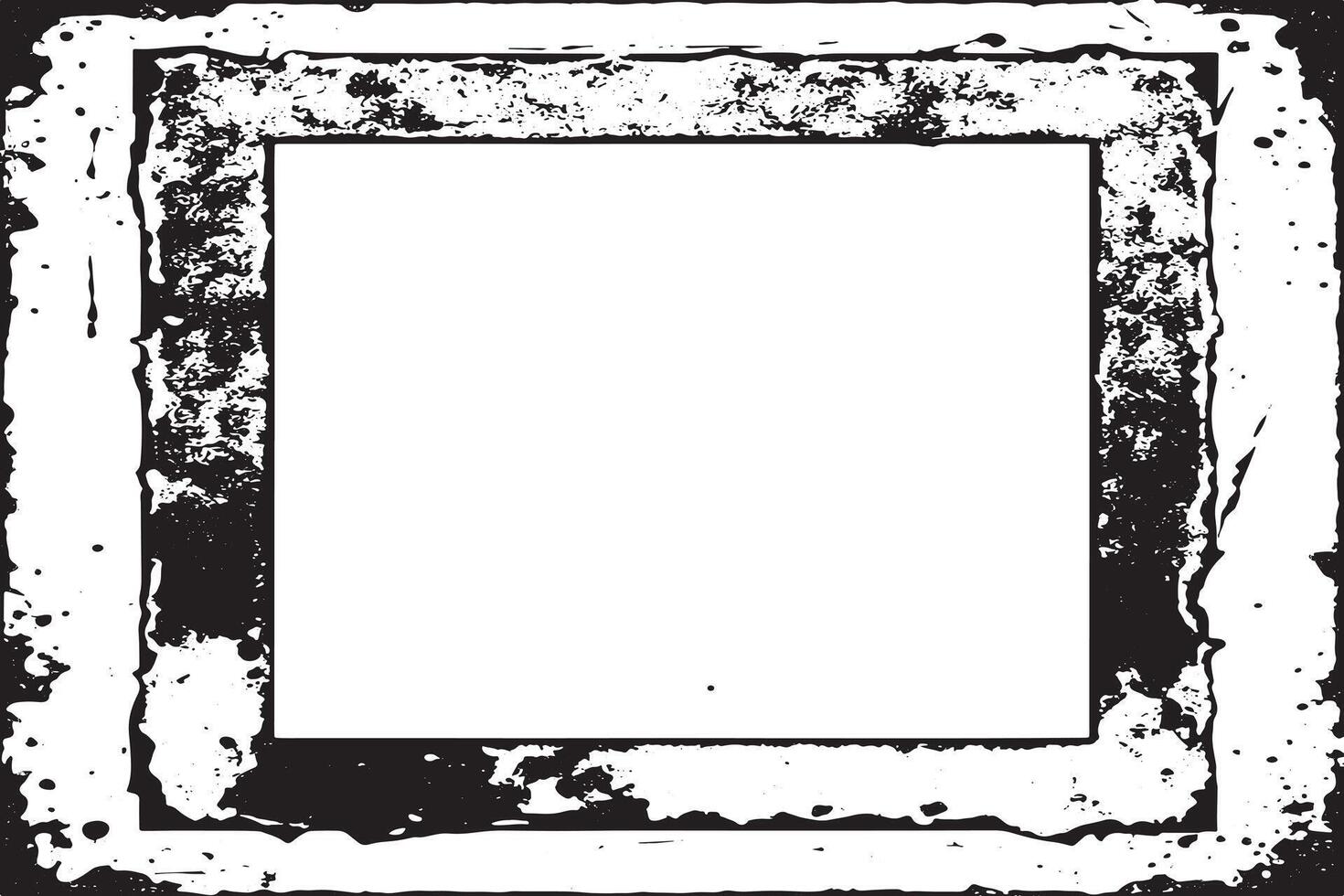 black and white grunge destressed overlay image of photo frame or simple frame for background or texture. vector