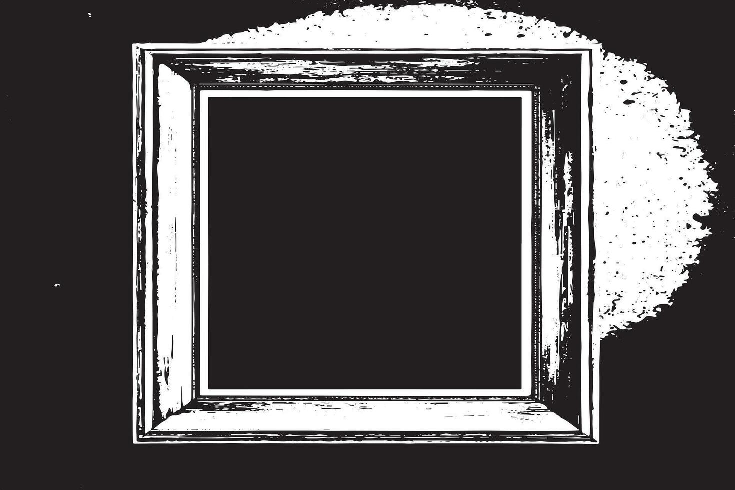 black and white grunge destressed overlay image of photo frame or simple frame for background or texture. vector