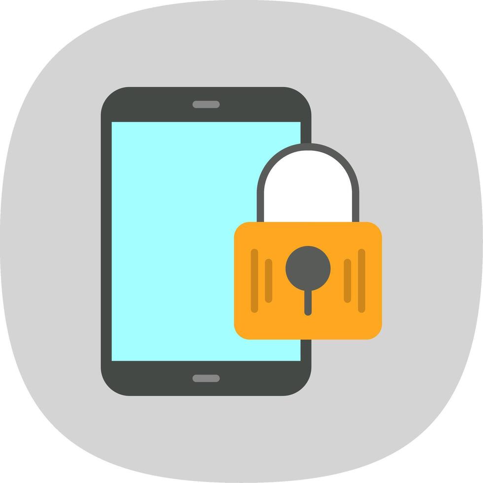 Mobile Security Flat Curve Icon Design vector