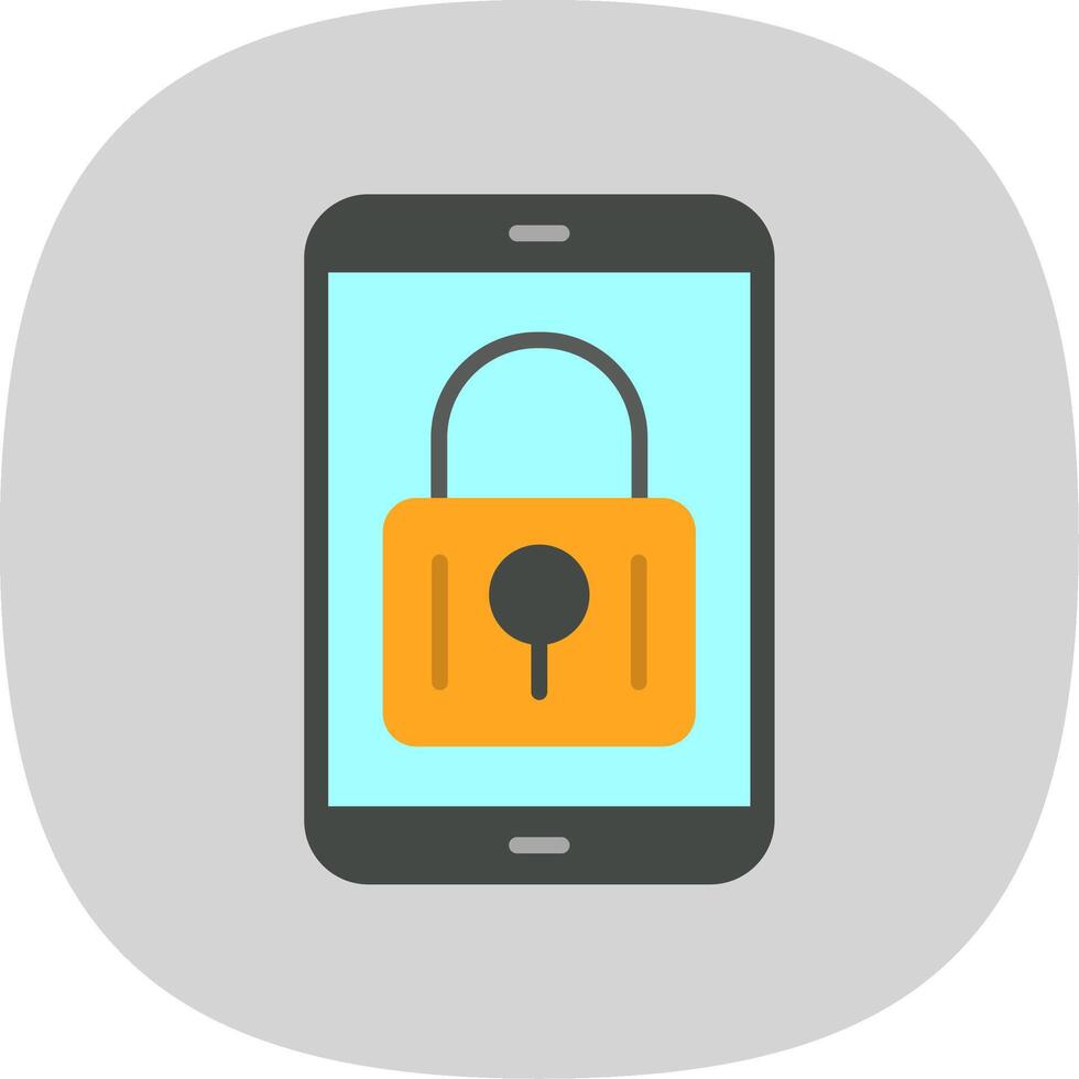 Mobile Security Flat Curve Icon Design vector