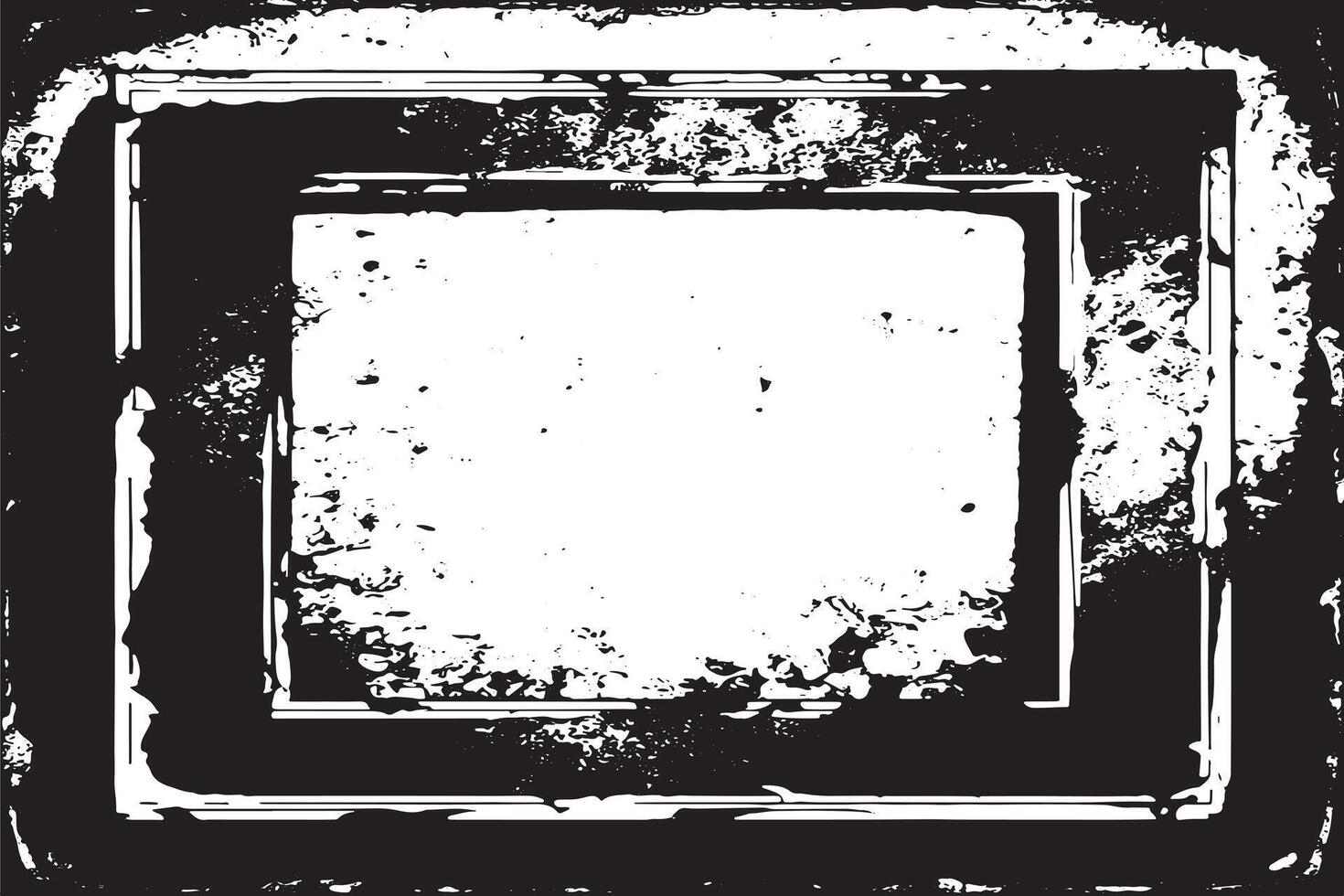 black and white grunge destressed overlay image of photo frame or simple frame for background or texture. vector