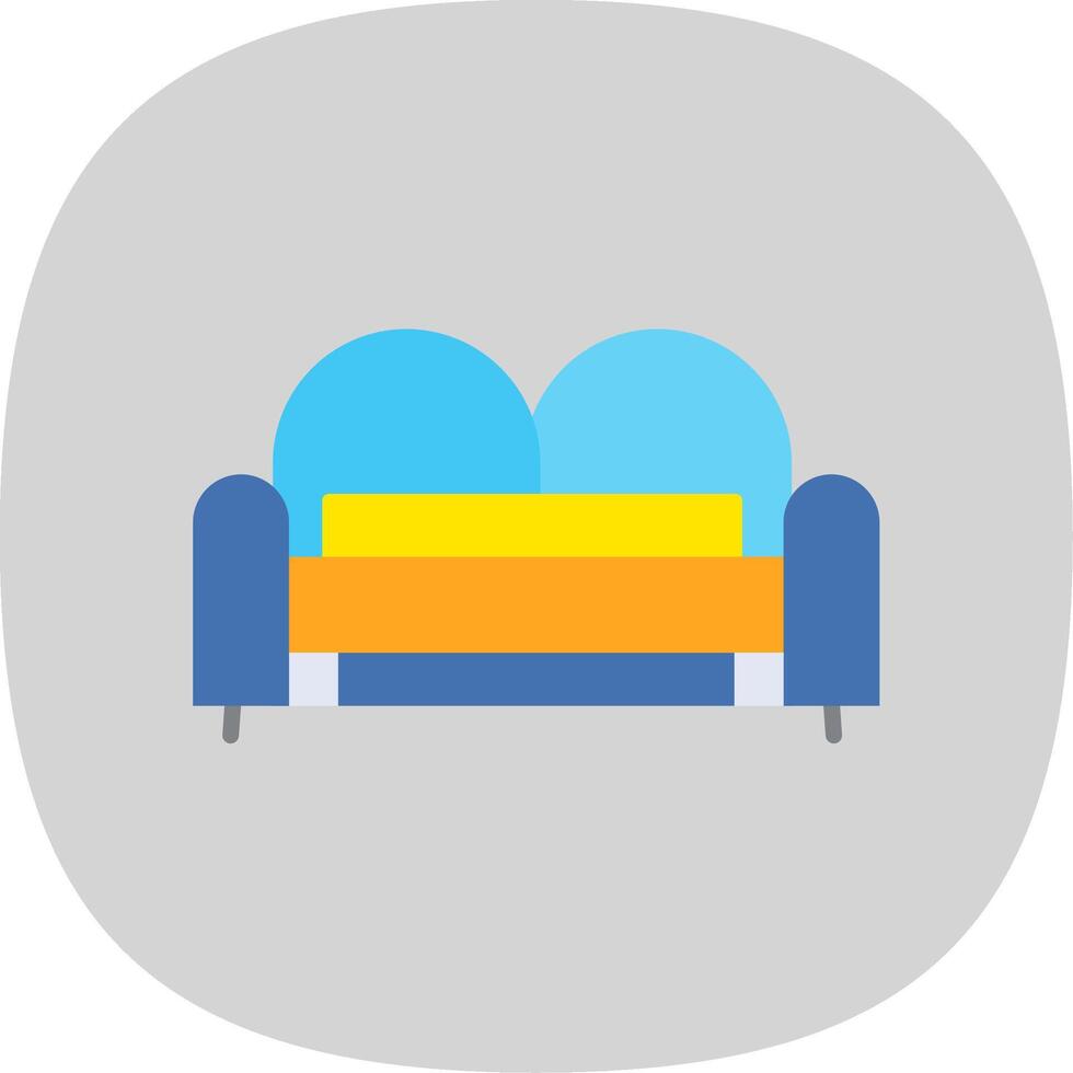 sofá cama plano curva icono diseño vector