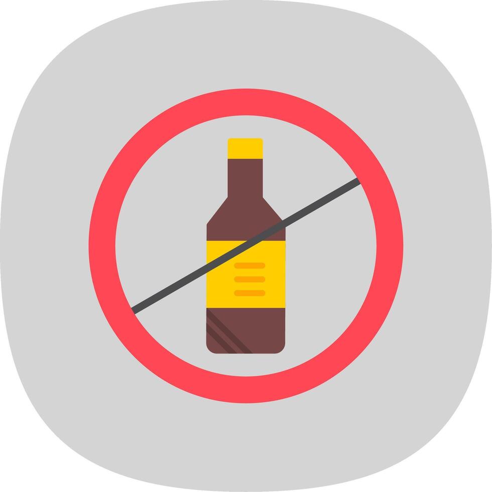 No Alcohol Flat Curve Icon Design vector