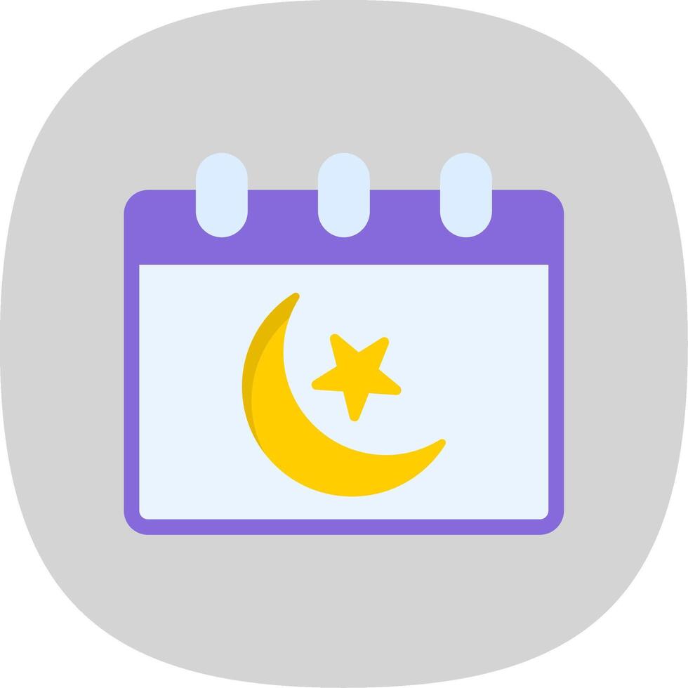 Ramadán hora mesa plano curva icono diseño vector