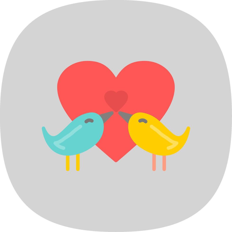 Love Birds Flat Curve Icon Design vector