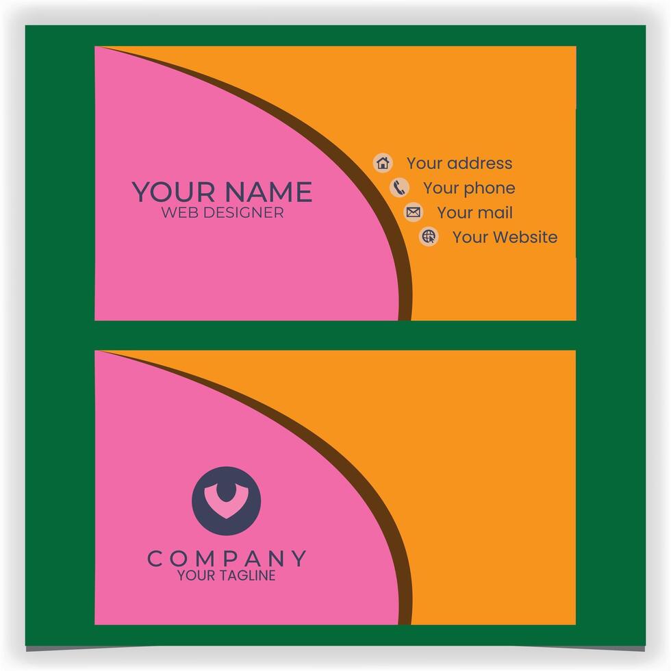 Orange pink wavy business card design template vector