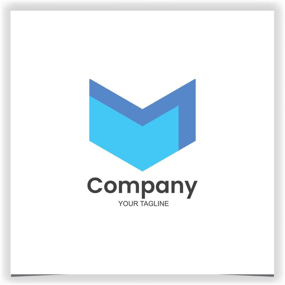 polygonal blue logo design template vector