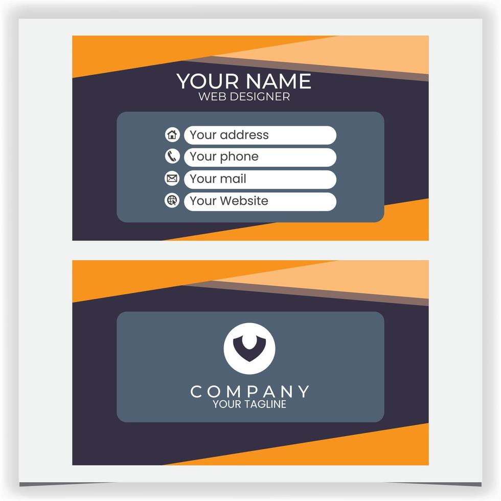 polygonal orange and black business card template design vector