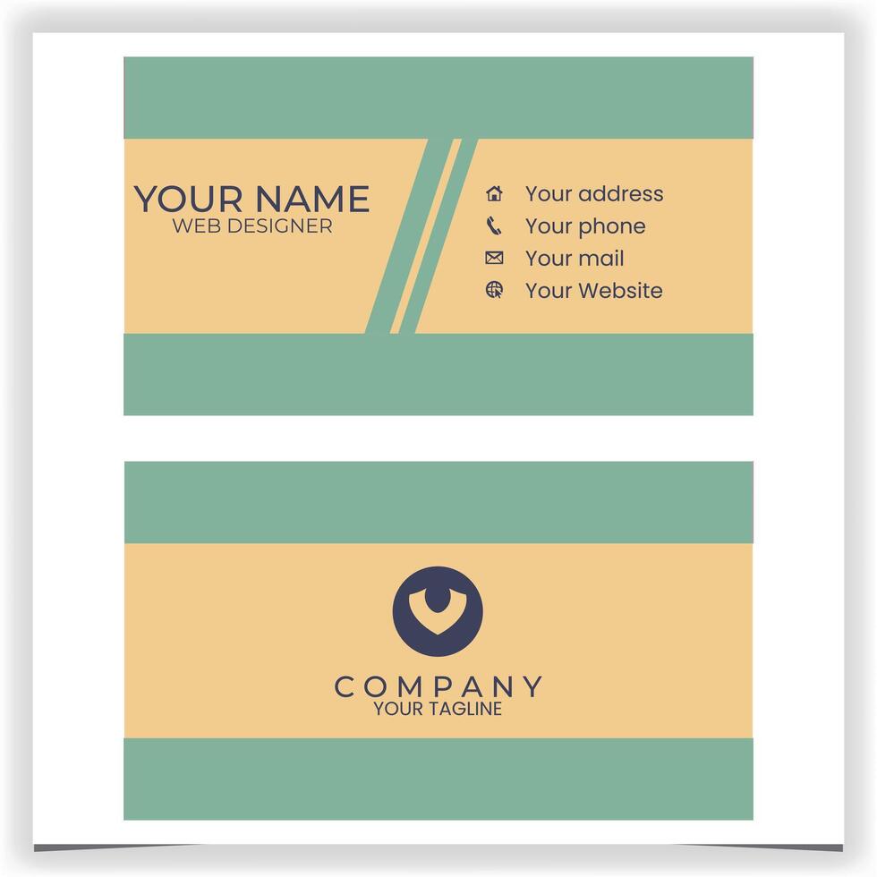Green and yellow design business card template vector