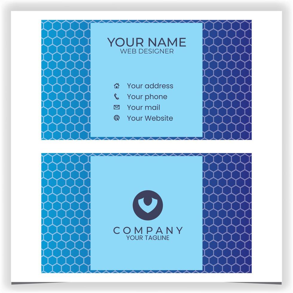 hexagon blue business card template design vector