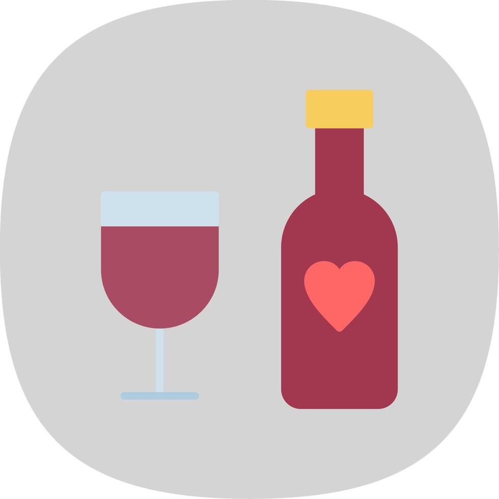 Wine Bottle Flat Curve Icon Design vector