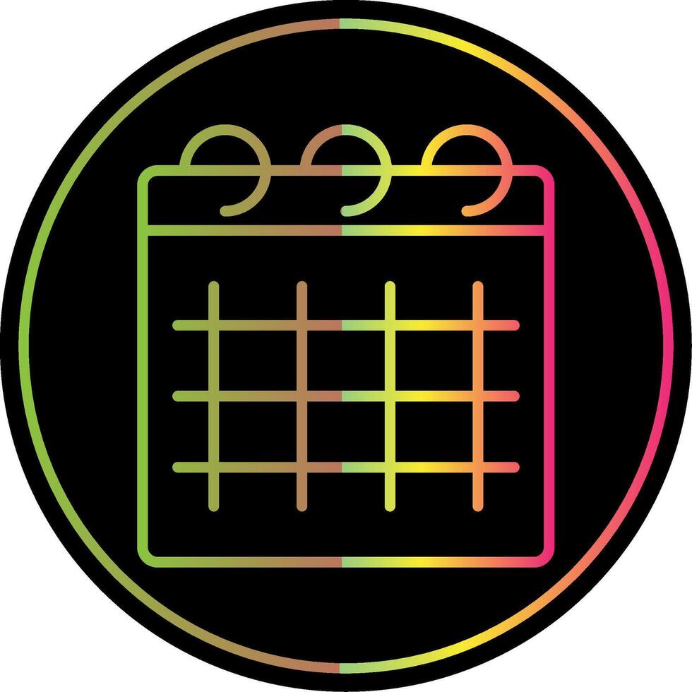 calendario línea degradado debido color icono diseño vector