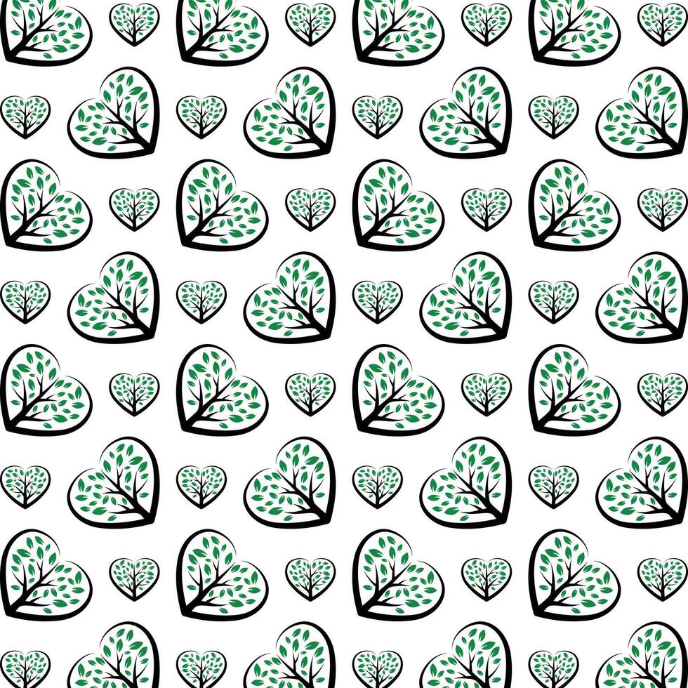 Heart shaped tree artful trendy multicolor repeating pattern illustration design vector