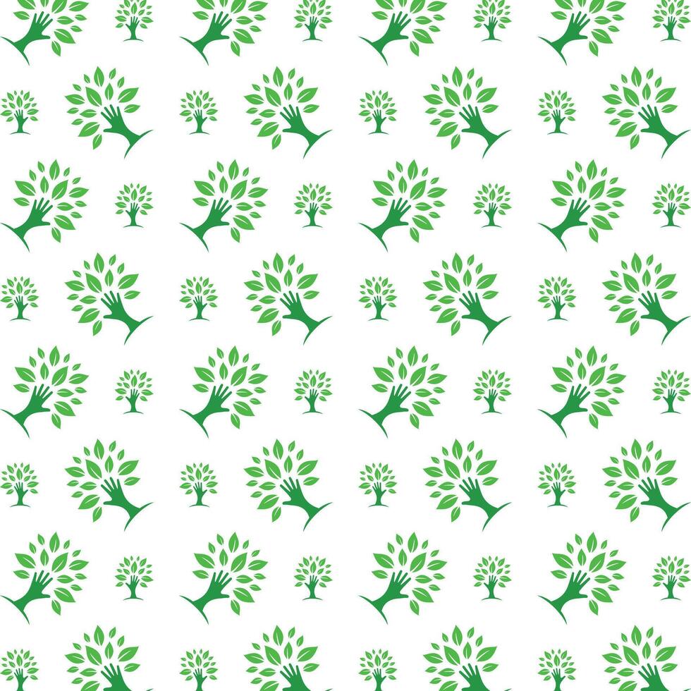 Green tree sensitive trendy multicolor repeating pattern illustration design vector