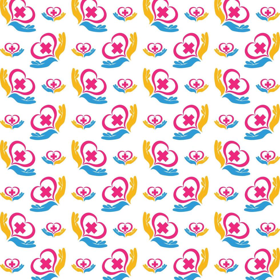 Health care exotic trendy multicolor repeating pattern illustration background design vector