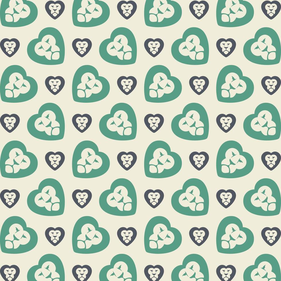 Lion heart sensitive trendy multicolor repeating pattern illustration background design vector