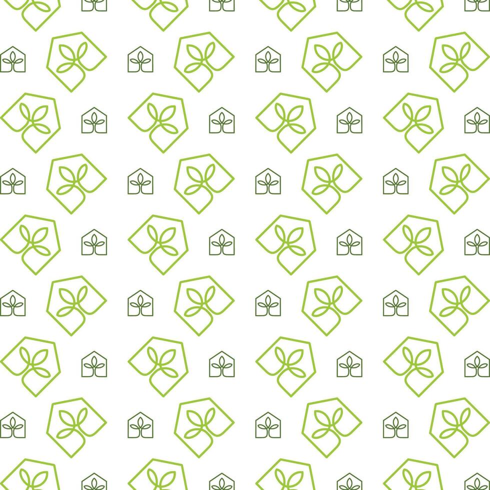 Green house sensitive trendy multicolor repeating pattern illustration design vector