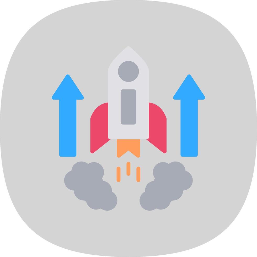 Rocket Flat Curve Icon Design vector