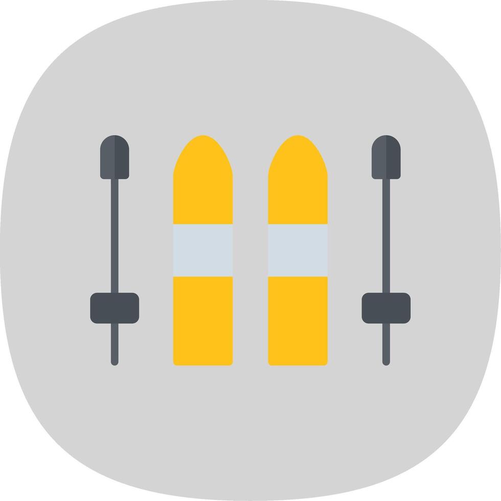 Skiing Flat Curve Icon Design vector