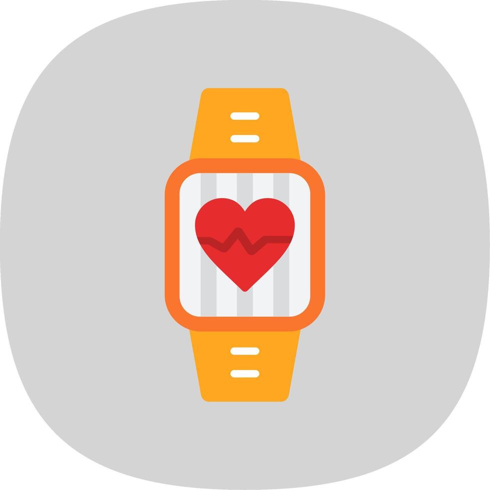 Heart Rate Monitor Flat Curve Icon Design vector