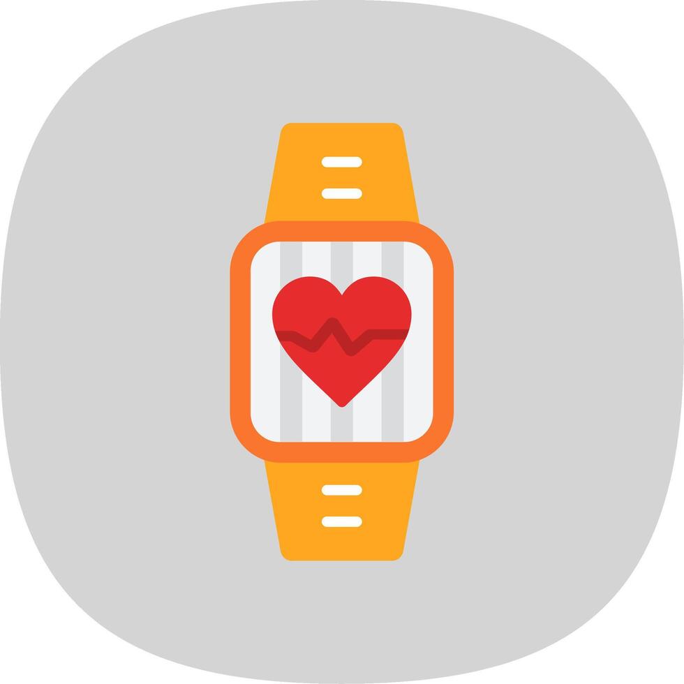 Heart Rate Monitor Flat Curve Icon Design vector