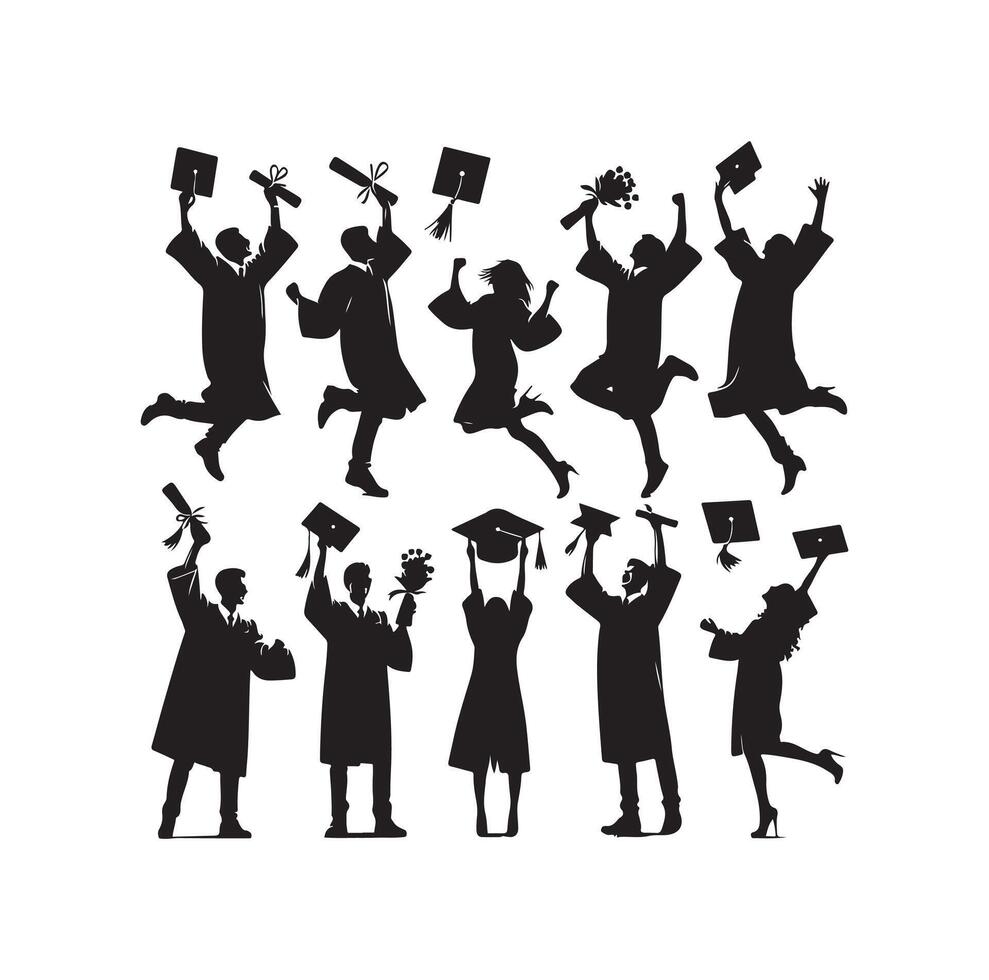 Graduate students celebration collection set in different pose vector