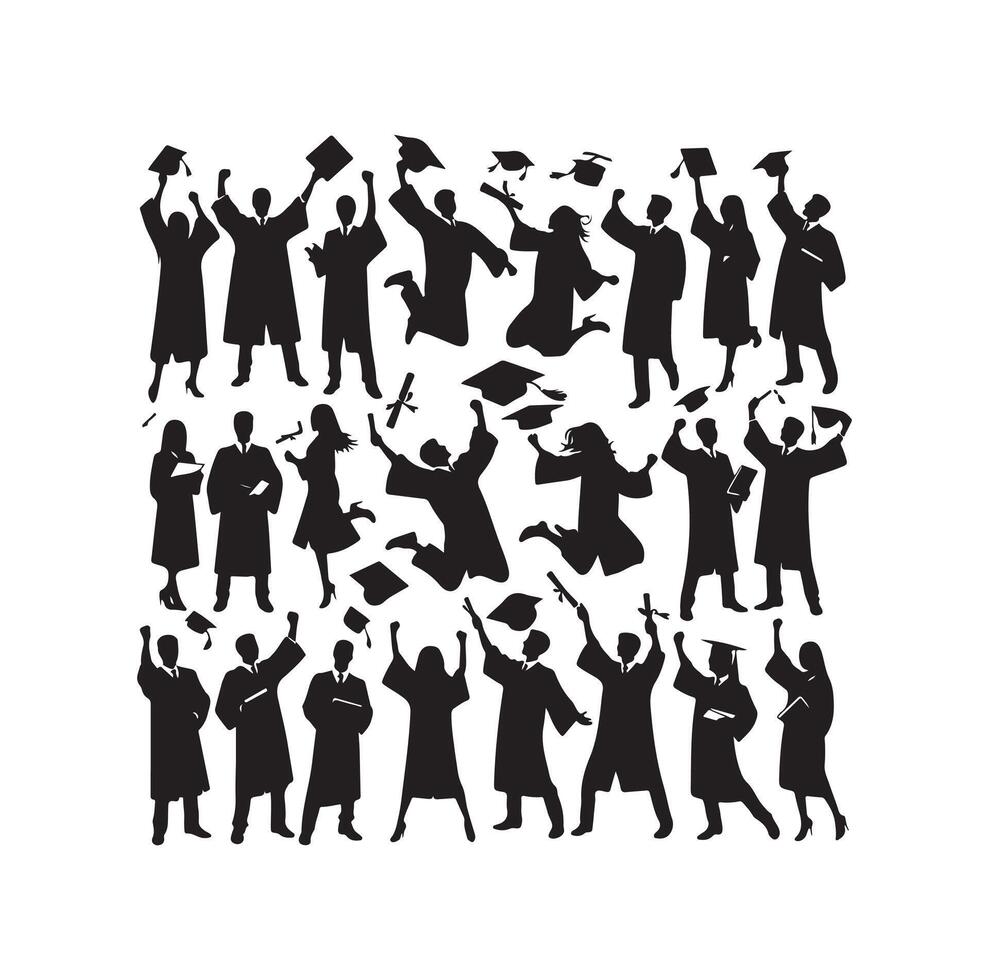 Graduate students celebration collection set in different pose vector