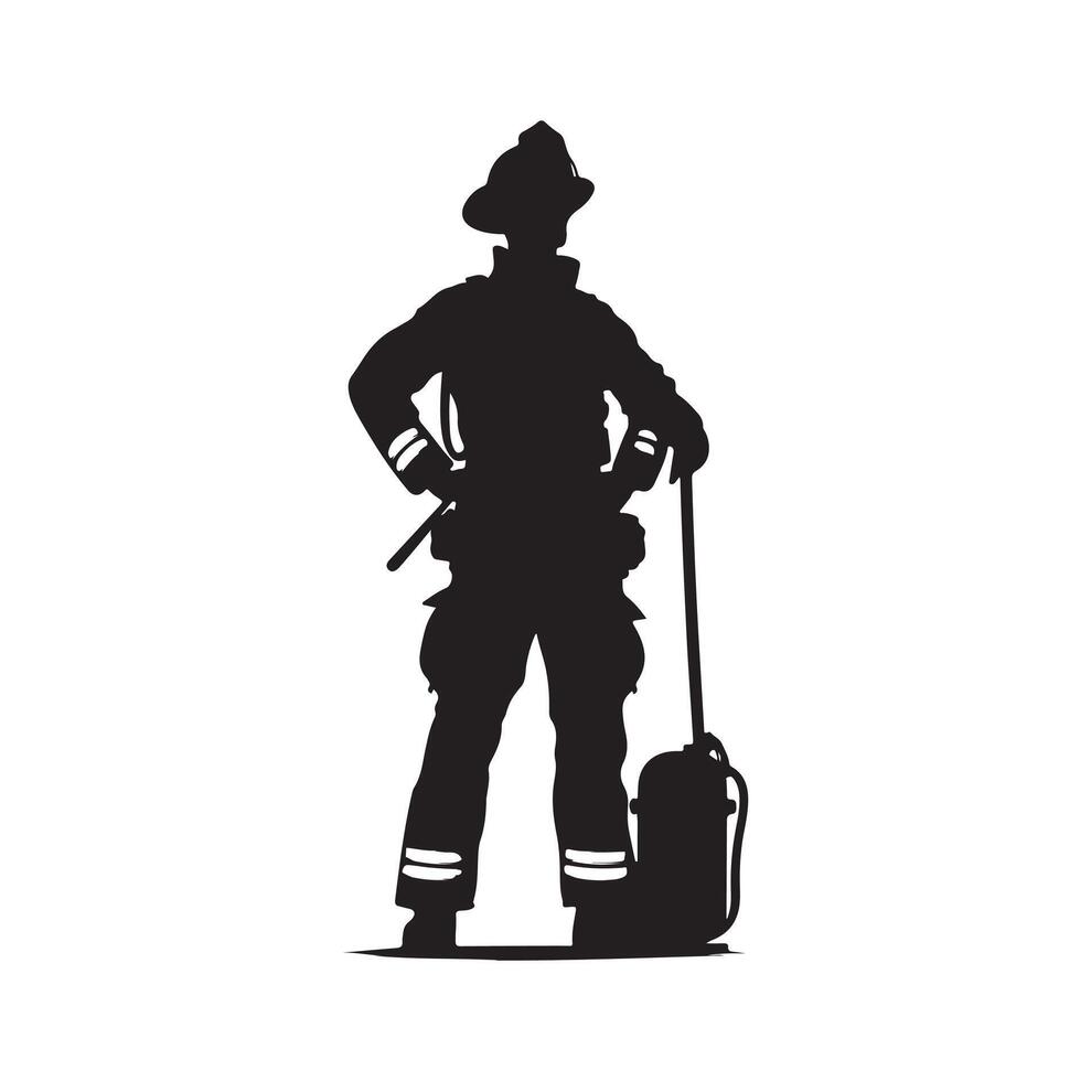 Firefighters pose silhouette illustration vector