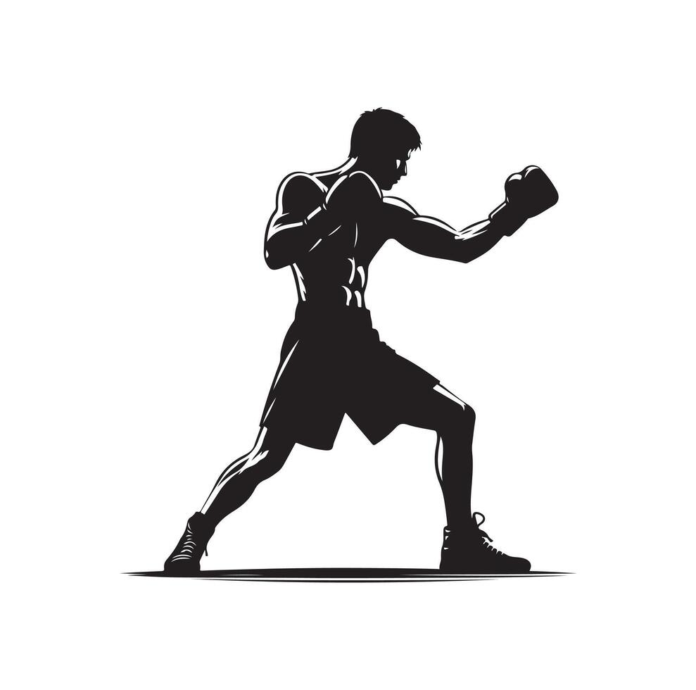 A boxer stand with pose silhouette illustration vector