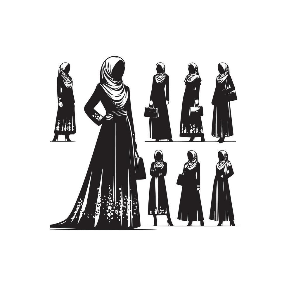 hijab style fashion standing illustration design vector