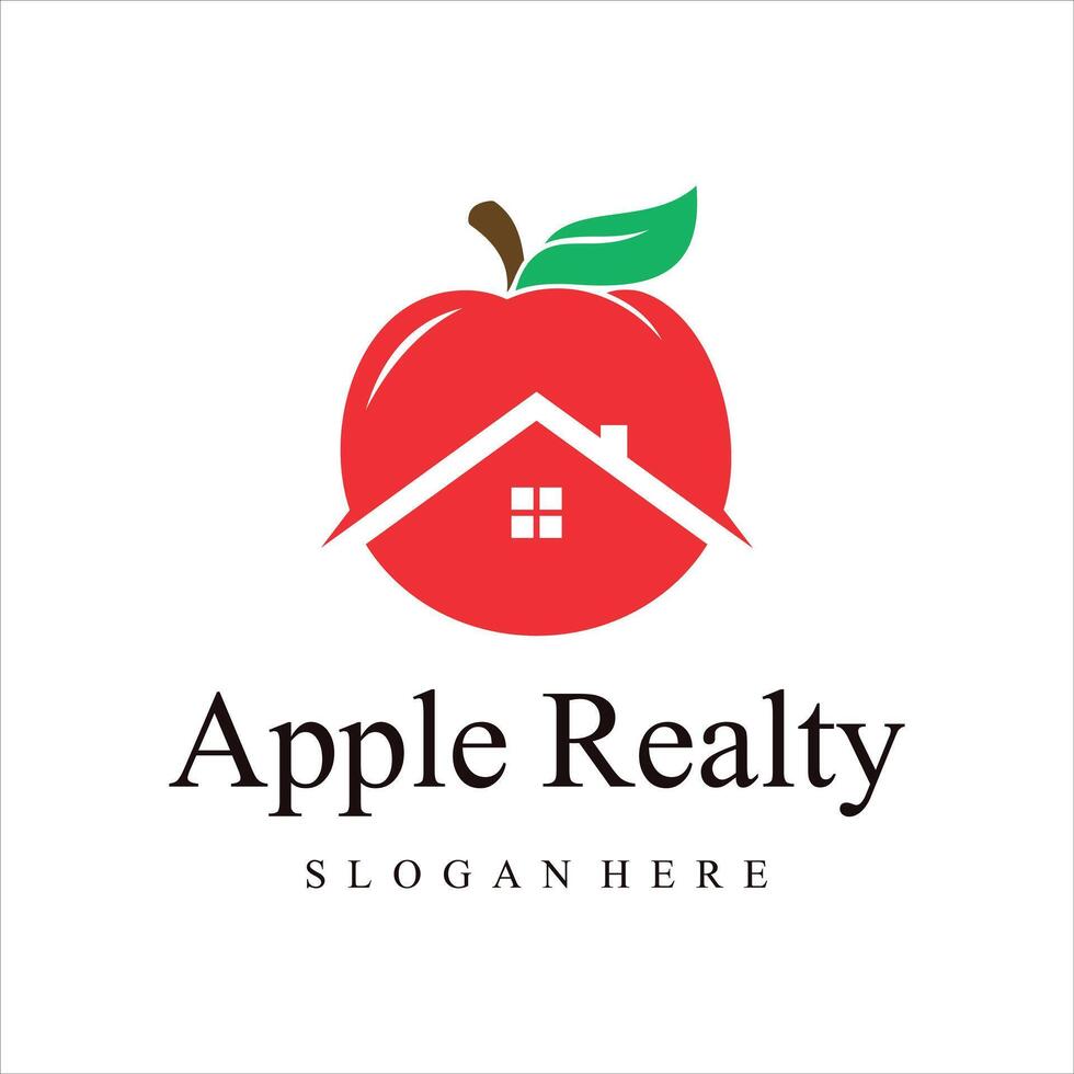 Apple house icon logo design template vector