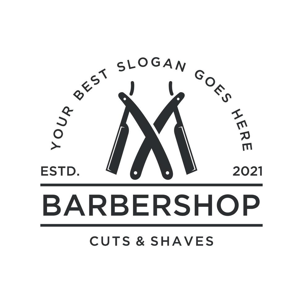 retro vintage, barbershop logo design template. vector