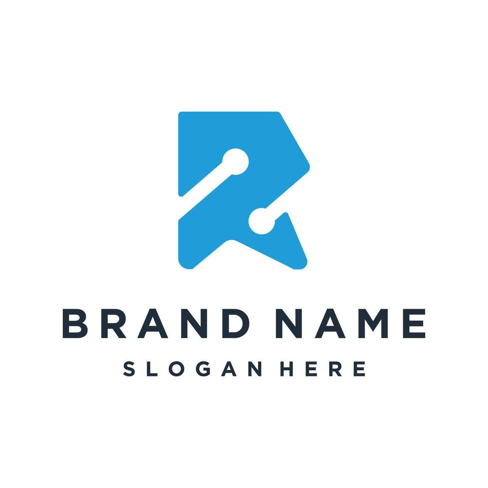 creative monogram letter R tech logo design inspiration. vector